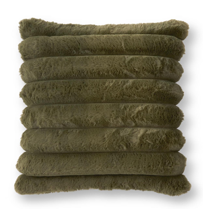 18 Inch Dark Green Faux Fur Pillow