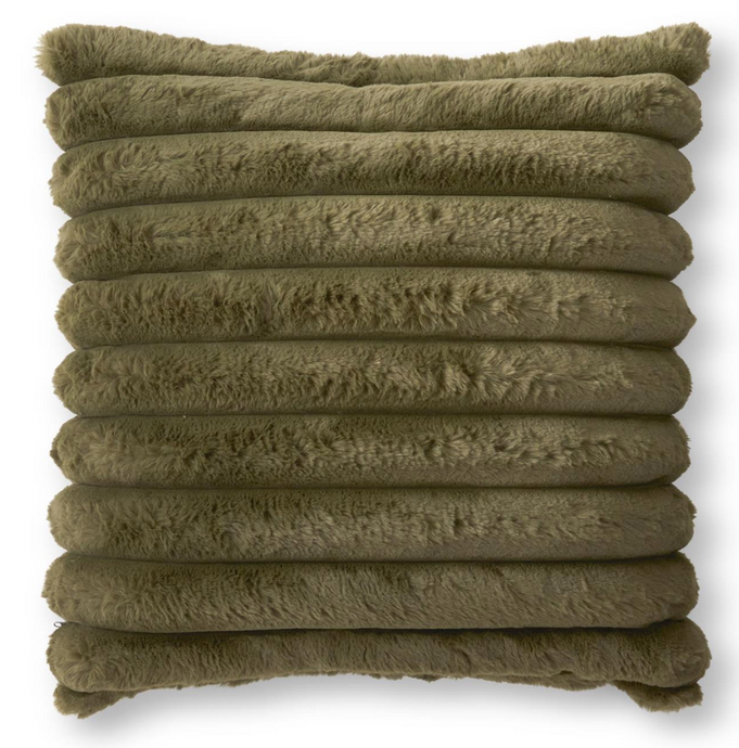 24 Inch Dark Green Faux Fur Pillow
