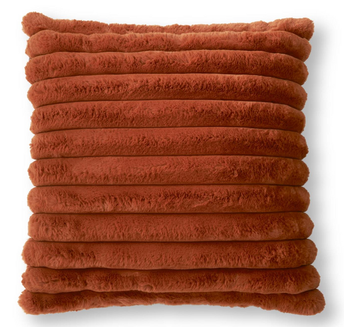 24 Inch Rust Orange Faux Fur Pillow
