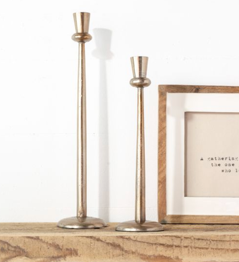 ANTIQUE BRASS CANDLE HOLDER, 2 size options