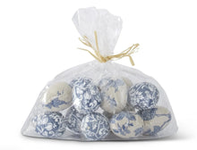 Load image into Gallery viewer, 2 Inch Blue &amp; White Floral Fabric Eggs in Polybag (12 Eggs)