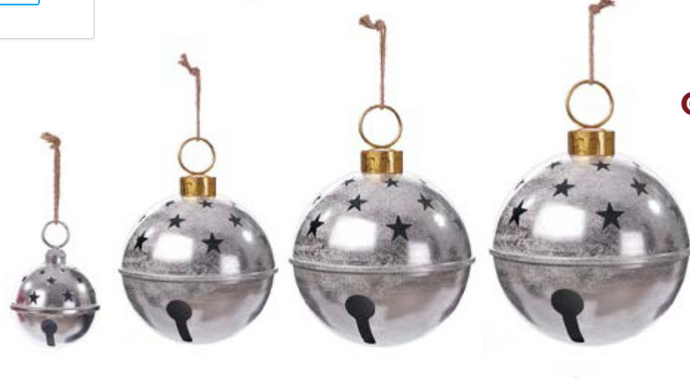 Giant Silver Metallic Star Bells, 4 Size Options