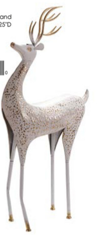SM Metal White & Gold Standing Deer