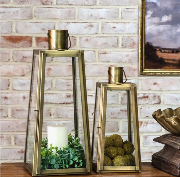 ANTIQUE BRASS LANTERNS, 2 size options