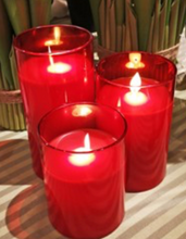 Load image into Gallery viewer, Red Glass Pillar Candle (6 sizes)