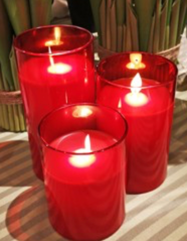 Red Glass Pillar Candle (6 sizes)