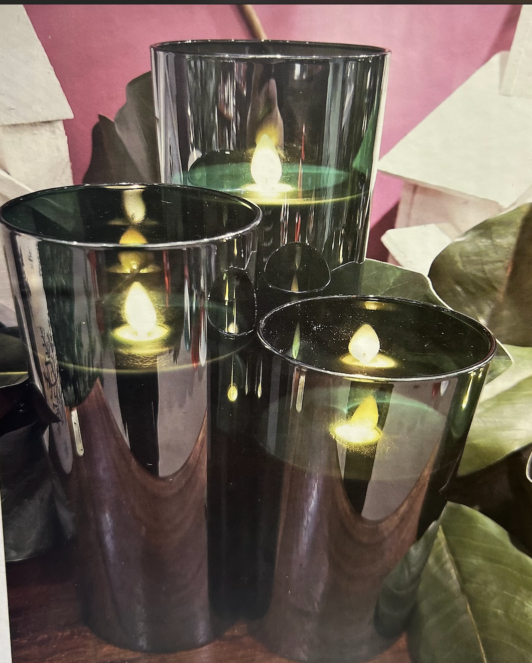 Green Glass Pillar Candle (6 Sizes)