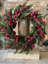 Load image into Gallery viewer, Bluster Berry Greens Wreath | 24"