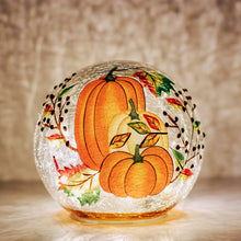 Load image into Gallery viewer, Harvest Pumpkin Led Glass Orb – Fall Autumn Home Decor
