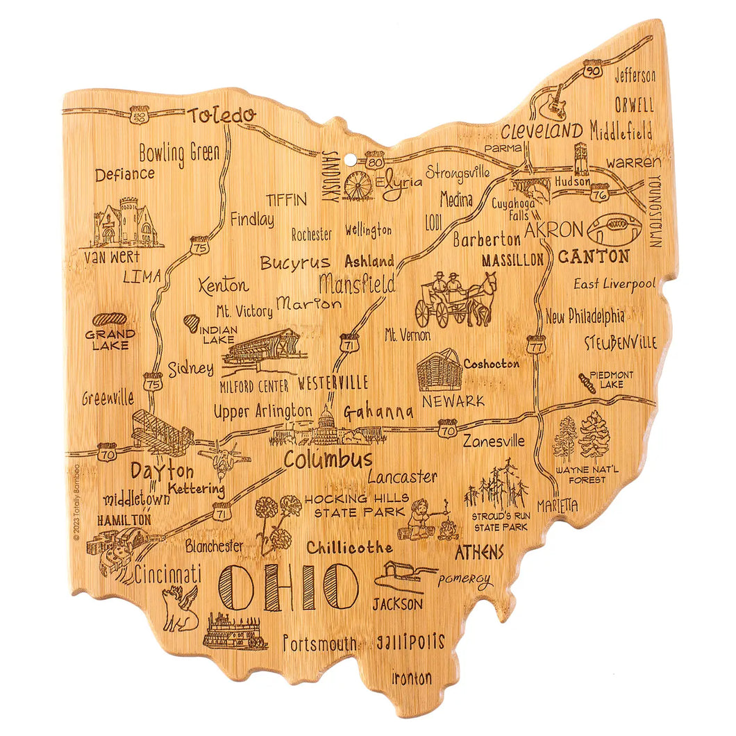 Destination Ohio Cutting Board with Engraved Artwork