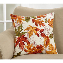 Load image into Gallery viewer, Embroidered Autumn Leaves Throw Pillow