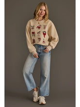 Load image into Gallery viewer, Beige Christmas Graphics Embroidered Sweatshirt