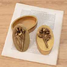 Load image into Gallery viewer, Brass Tone Floral Trinket Box, 2 style options