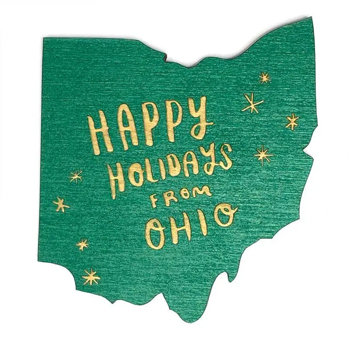 Green Happy Holidays from Ohio Magnet