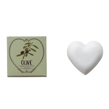 Load image into Gallery viewer, Olive Scented Olive Oil &amp; Shea Butter Triple Milled Heart Shaped Bar Soap