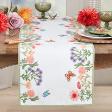 Load image into Gallery viewer, Embroidered Floral Butterfly Decorative Table Runner