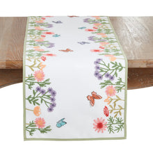 Load image into Gallery viewer, Embroidered Floral Butterfly Decorative Table Runner