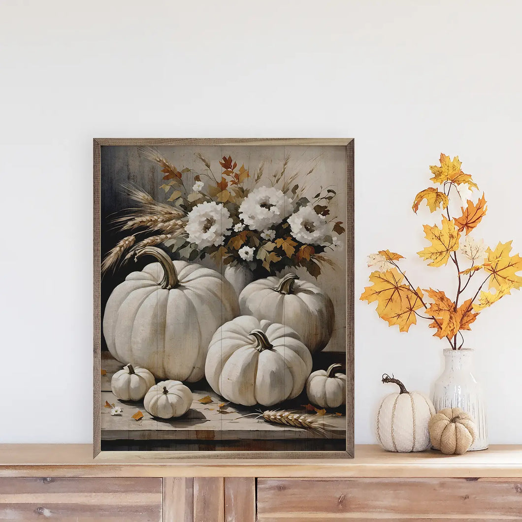 White Pumpkins On Table