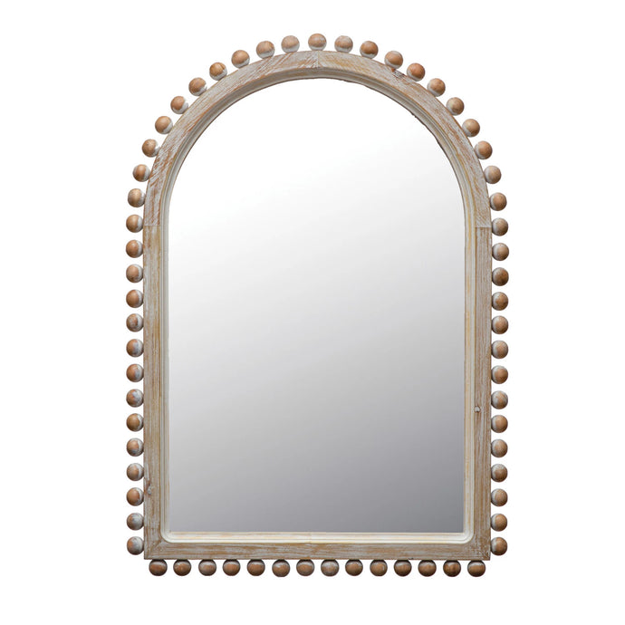 Wood Ball Framed Arched Wall Mirror