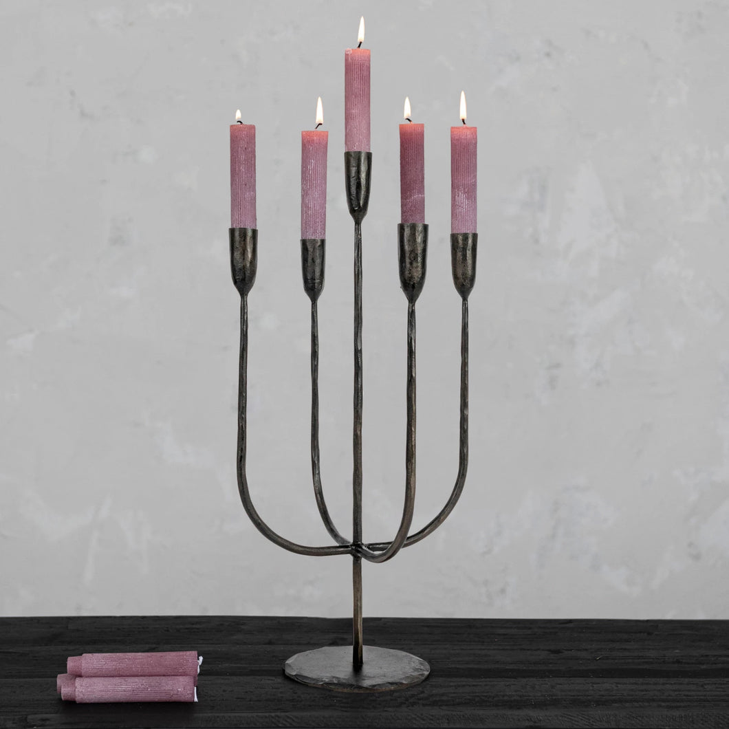 Hand-Forged Metal Candelabra