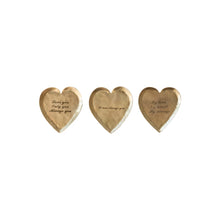 Load image into Gallery viewer, Decorative Hammered Brass Heart Shaped Dish w/ Laser Etched Saying, 3 Style options