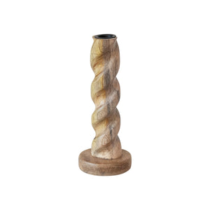 Carved Mango Wood Twisted Taper Holder