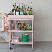 Load image into Gallery viewer, Wood 3-Tier Bar Cart on Casters with Removable Tray