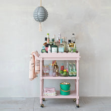 Load image into Gallery viewer, Wood 3-Tier Bar Cart on Casters with Removable Tray
