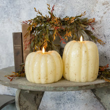 Load image into Gallery viewer, 6.5&quot; Cream 3D Flame Pumpkin Candle