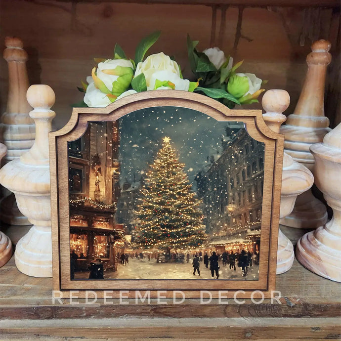 Provincial Christmas Tree Main Street Framed Art