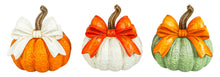 Load image into Gallery viewer, Ribbon Bow Fall Pumpkin 6", 3 color options