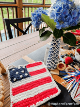 Load image into Gallery viewer, Americana Flag Crochet Pot Holder