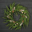 24in Twig Wreath-Golden Holiday Norfolk Pine