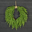 20inW Heart Twig Wreath-Soft Touch Evergreen Norfolk Pine