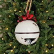 7in Aged Finish Metal White Jingle Bell w.Ribbon