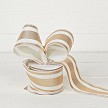 Metalic Gold and Cream strips Wired Ribbon