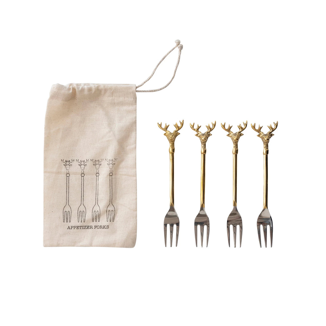 Stainless Steel and Brass Forks