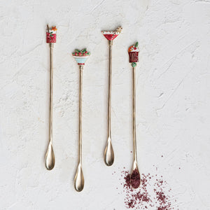 Cocktail Spoon w/ Enameled Beverage Icon Handle