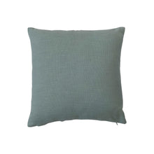Load image into Gallery viewer, 20" Square Cotton Slub Pillow w/ Floral Embroidery, Mint Color &amp; White