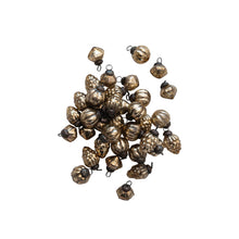 Load image into Gallery viewer, 1"H Embossed Mercury Glass Ornaments in Muslin Bag, Antique Gold Finish