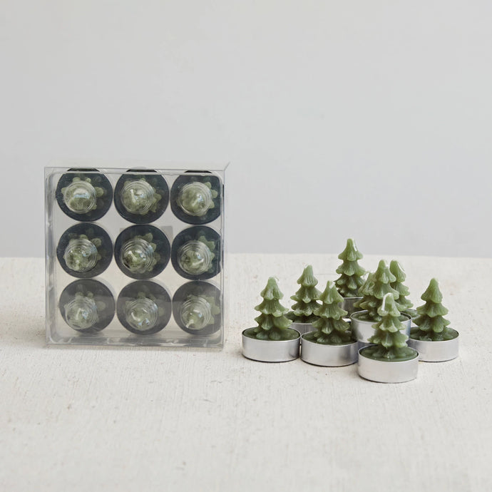 Green Round Unscented Tree Tealights