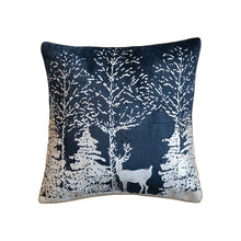 Load image into Gallery viewer, Square Cotton Velvet Printed Foil Pillow w/ Winter Scene