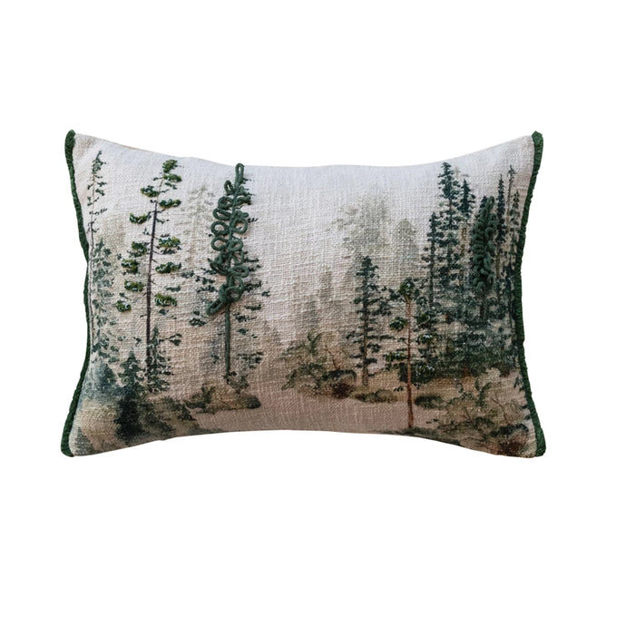 Pillow w/ Trees & Embroidery