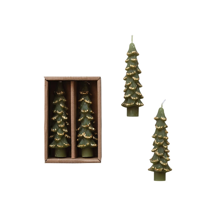 SM Unscented Tree Shaped Taper Candles w/ Gold Tips in Box
