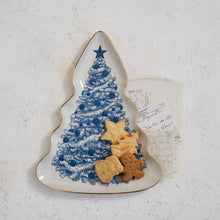 Load image into Gallery viewer, Christmas Tree Serving Plate w/ Gold Electroplated Rim