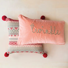 Load image into Gallery viewer, Cotton Velvet Lumbar Pillow w/ Metallic Gold Thread Embroidered
