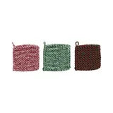 Melange Cotton Crocheted Pot Holder, 3 Style options