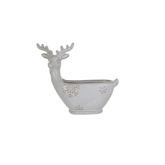 Deer Shaped Bowl w/ Snowflakes