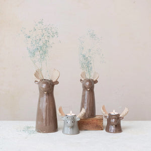 Stoneware Moose Vase