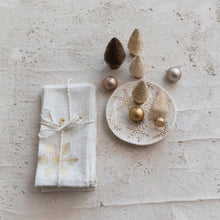 Load image into Gallery viewer, Stoneware Plate w/ Gold Electroplated Snowflakes, White